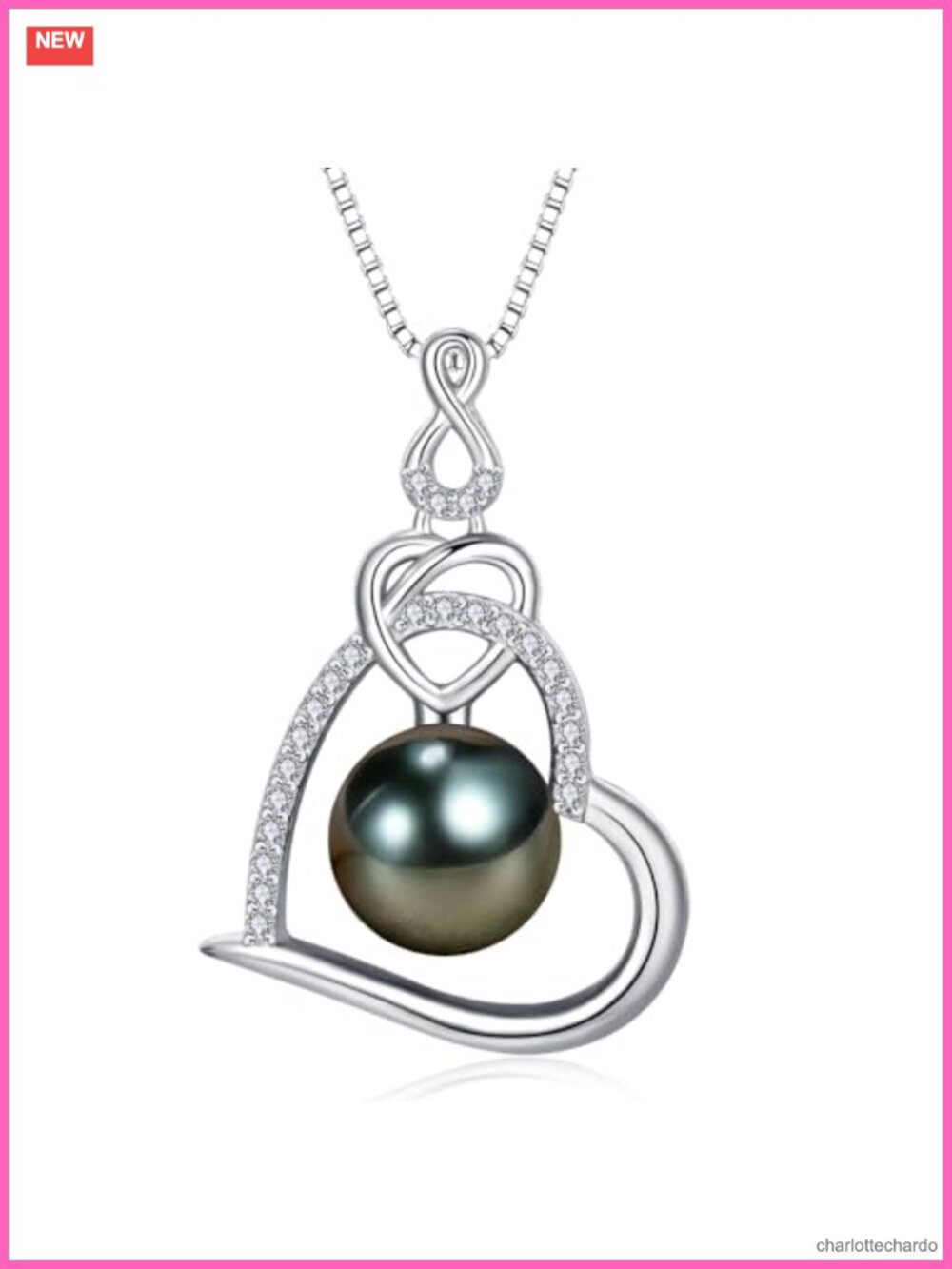Tahitian Black Pearl Pendant Necklace 18K Gold Plated 925 Sterling Silver